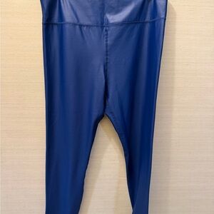ZYIA Metallic Blue High-Rise Performance Leggings